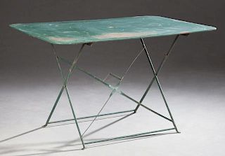 Rectangular Cast Iron Folding Patio Table, 20th c.