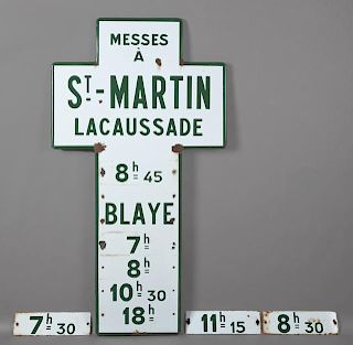 Unusual Enameled Cross Sign, early 20th c., for se
