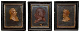 Group of Three Wax Portrait Silhouette Busts, 19th