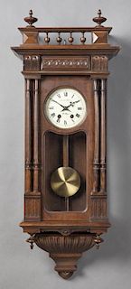 French Carved Walnut Henri II Style Wall Clock, 19