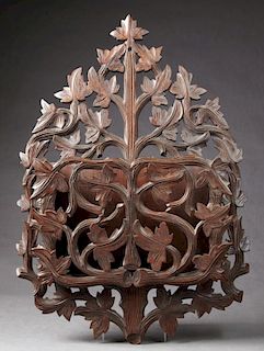 Black Forest Style Pierce Carved Mahogany Wall Rac