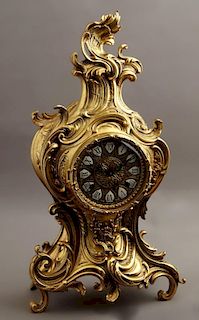 German Gilt Spelter Louis XV Style Mantel Clock, 2