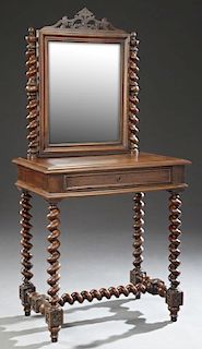 French Louis XIII Style Carved Walnut Dressing Tab