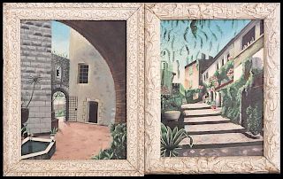 French School, "Courtyard Scene," and "Garden on t