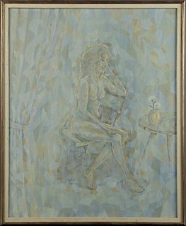 Ruth Carvin, "Seated Nude," 20th c., oil on canvas