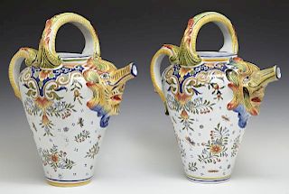 Pair of French Faience Ewers, early 20th c., of ta