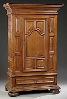 French Carved Cherry and Apple Armoire, 18th c., t