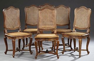 Set of Six Carved Mahogany Louis XV Style Dining C