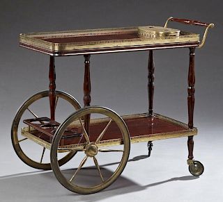 French Brass and Mahogany Dessert Cart, 20th c., t