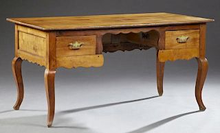 French Provincial Louis XV Style Carved Cherry Des