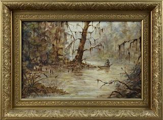 Don Reggio (Louisiana), "Flatboat in the Swamp," 1