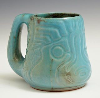 A Shearwater Art Pottery Relief Fish Mug, c. 1960,