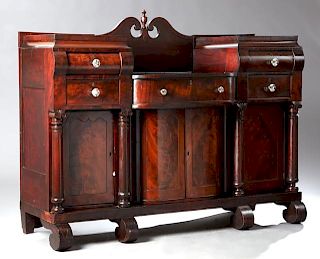 American Classical Carved Mahogany Sideboard, 19th