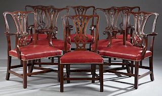 Set of Eight (4 + 4) Carved Mahogany Chippendale S
