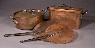 Four Pieces of French Copper Cookware, 19th c., co