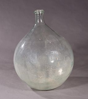 Large Mold Blown Clear Glass Wine Carboy, 19th c.,