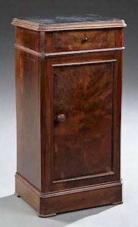 Louis Philippe Carved Walnut Marble Top Nightstand