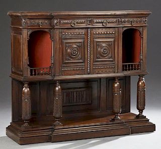 French Renaissance Style Carved Walnut Credenza, 1