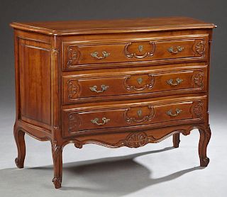 French Louis XV Style Carved Cherry Bombe Commode,