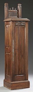 French Gothic Revival Carved Oak Documents Cabinet