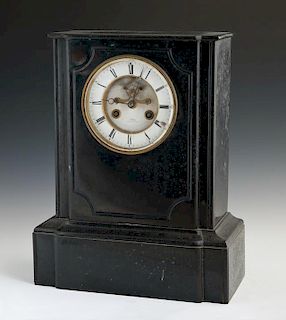 French Black Marble Mantel Clock, c. 1870, by Japy