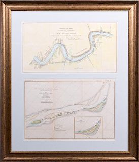 Two Corps of Engineers Colored Maps, 19th c., of "