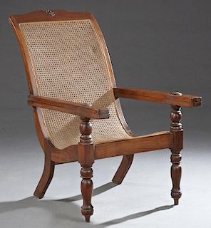 Carved Mahogany Planter's Chair, 20th c., Indonesi