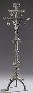 Large French Wrought Iron Medieval Style Candle St