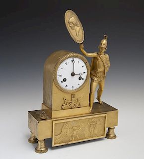 French Gilt Bronze Figural Mantel Clock, c. 1840,