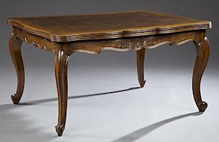 French Louis XV Style Carved Oak Draw Leaf Dining
