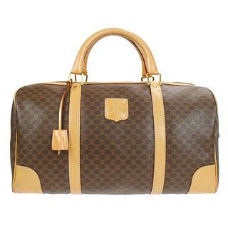 CELINE Macadam Travel Hand Bag M14 Purse Brown PVC Leather Vintage Italy