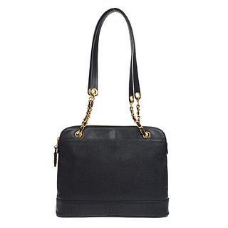 CHANEL Triple CC Chain Shoulder Tote Bag Purse Black Caviar 4278019
