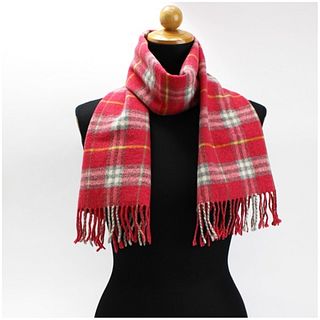 Burberry London Cashmere Wool Scarf Red / Check 130 28.5 cm Ladies