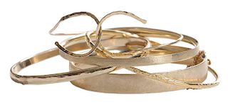 Five 14 Kt. Gold Bangle Bracelets