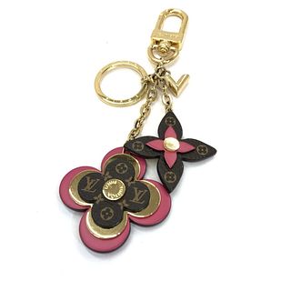 LOUIS VUITTON Louis Vuitton M63084 Porto Cle Blooming Flower Monogram Brown Wine Red V Key Ring Iconic Bag Charm Keychain Leather Ladies