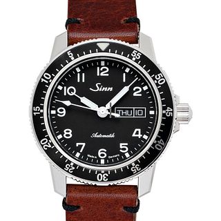 Sinn 104.011 - Pilot Watch 104 St Sa A Black Dial Brown Vintage-Style Leather Men's Watch