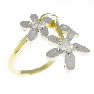 K18YG PT Flower Diamond Ring