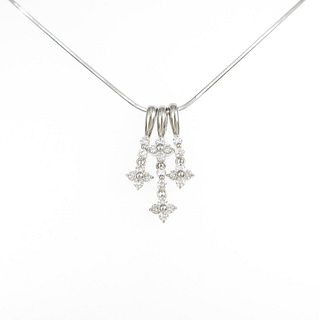 PT K18WG 2WAY Flower Diamond Necklace 
