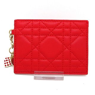 DIOR/ChristianDior Lady Dior Flat Card Holder Red