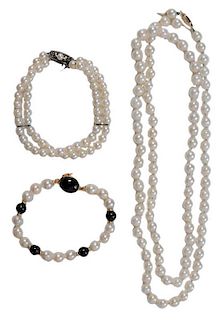 Pearl Necklace and Bracelets