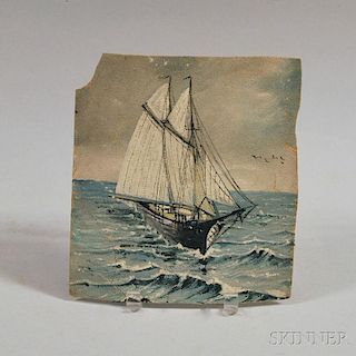 American School, 19th Century      Schooner at Sea