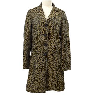 FENDI Single Breasted Leopard Pattern Long Sleeve Jacket Brown Black