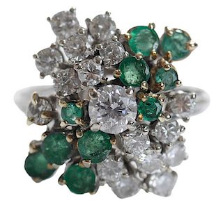 Diamond and Emerald Cluster Ring