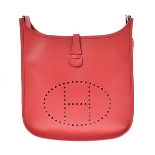 Hermes Evelyne Men Women Epsom Leather Shoulder Bag Bougainvillier