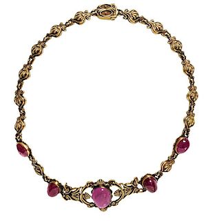 Pink Sapphire and Ruby Necklace