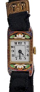 French Antique Gold and Enamel Watch