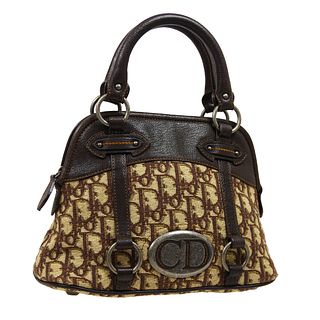 Christian Dior VINTAGE TRAVELER Trotter Hand Bag Brown Canvas Leather