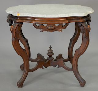 Victorian shaped marble top table. ht. 28", top: 23" x 33"