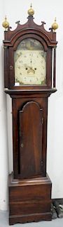 English tall case clock with brass works, dial marked Greenwood Canterbury, early 19th century. ht. 85in.