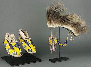Sioux Moccasins & Stoney, Alberta Porcupine Roach (ca. 1900’s)